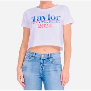 PPC Purple Taylor For President Crop Top Graphic Tee‎ T-Shirt Size S